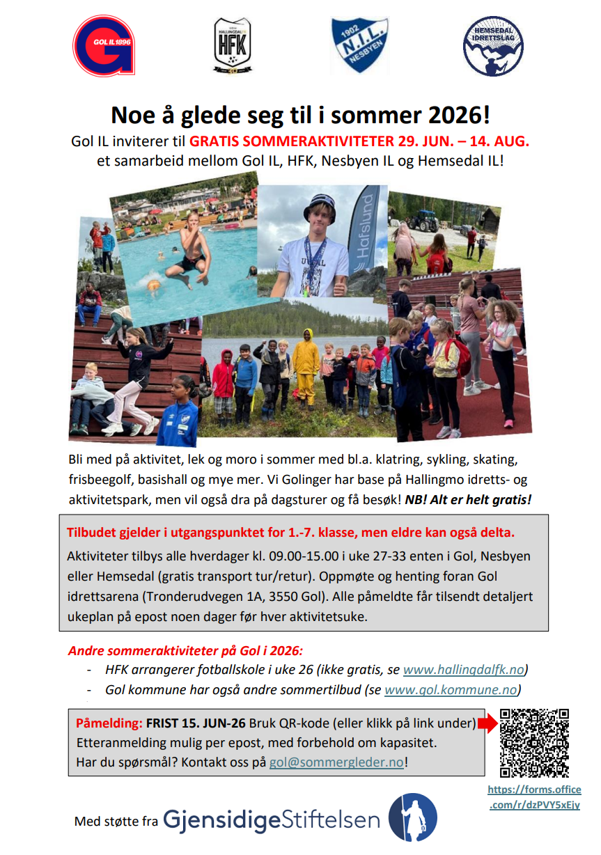 Bilete av plakat for Gol ILs sommergleder.