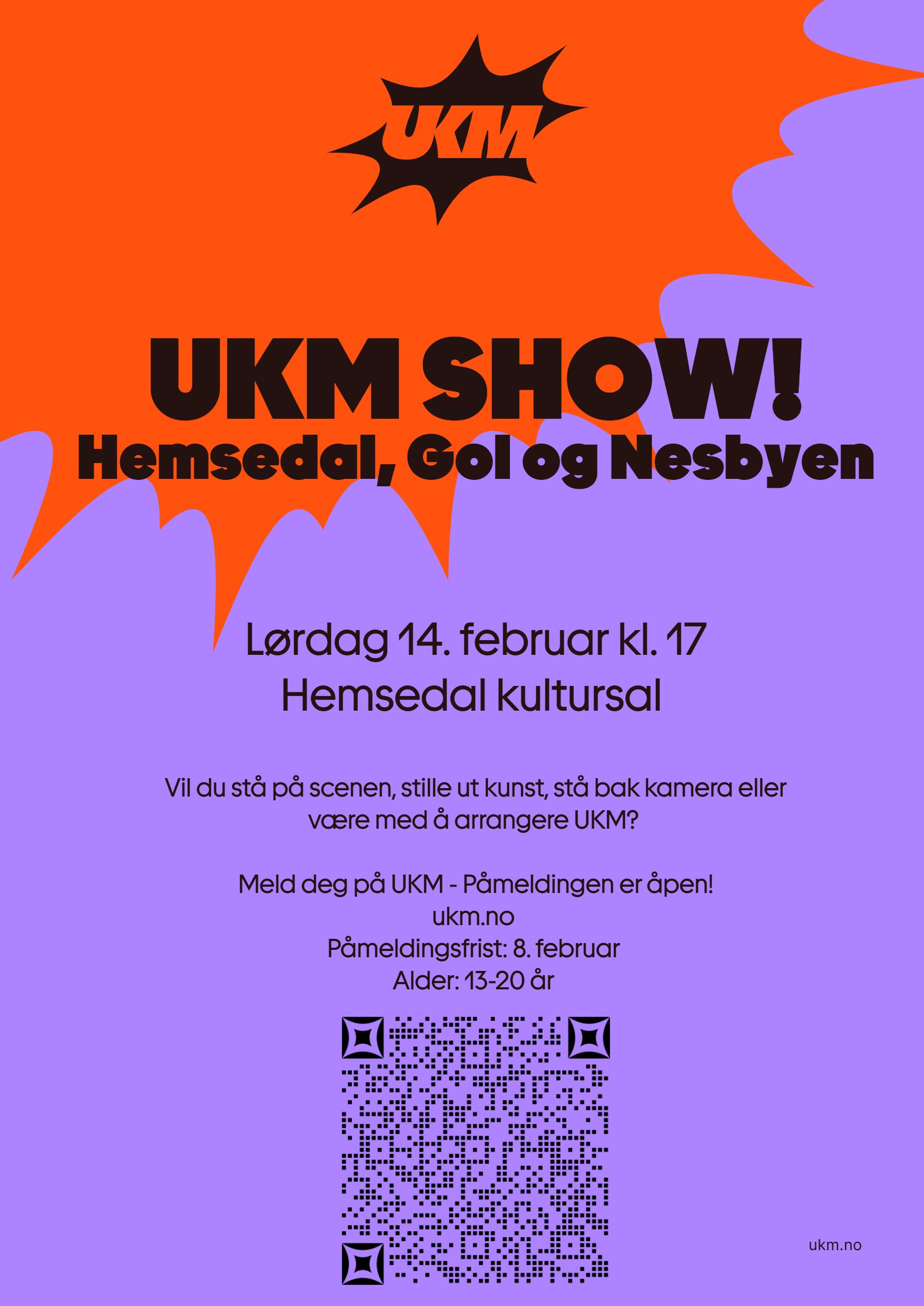 Plakat for UKM pluss en QR kode