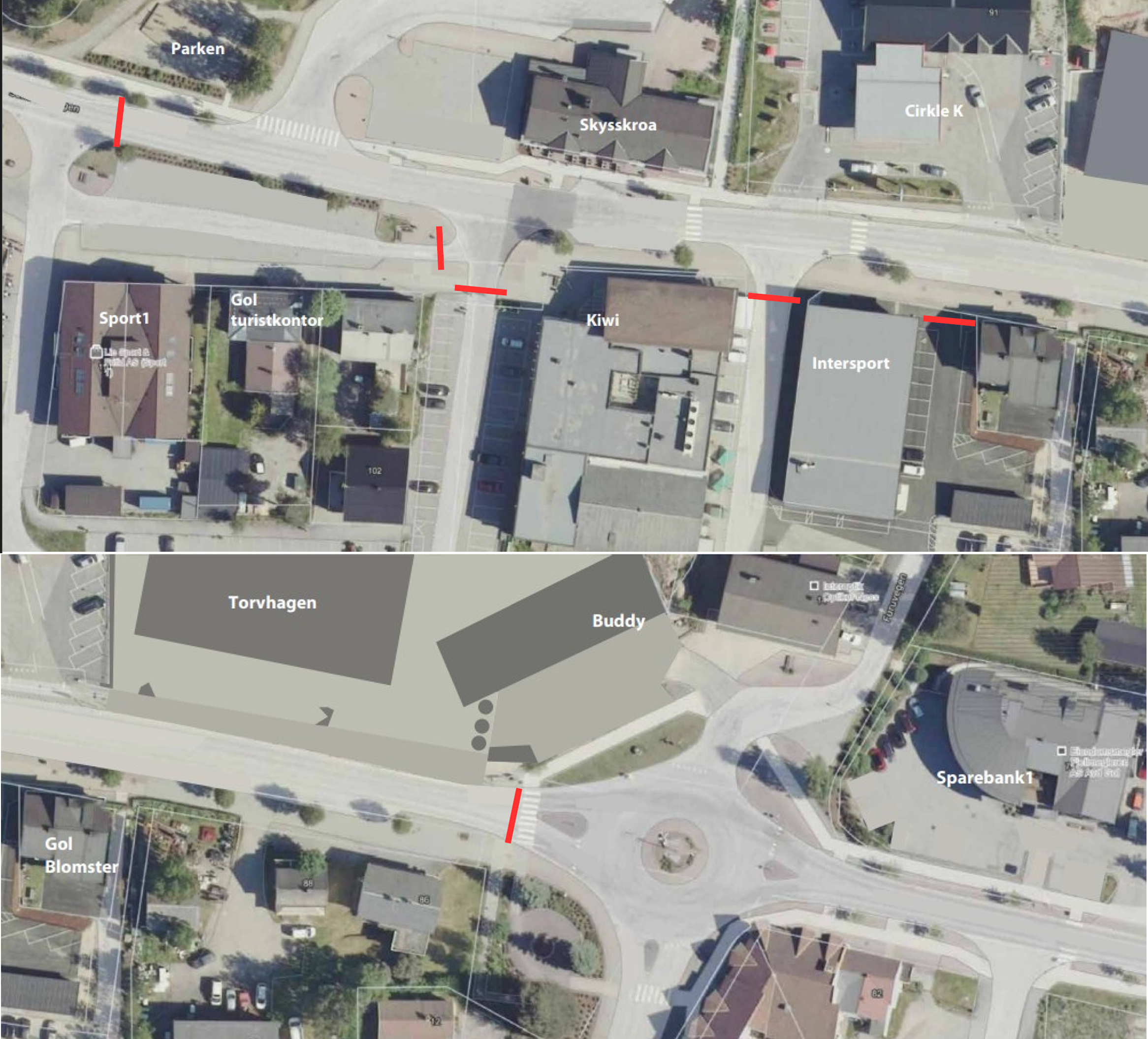 Bilete av kart over sentrum